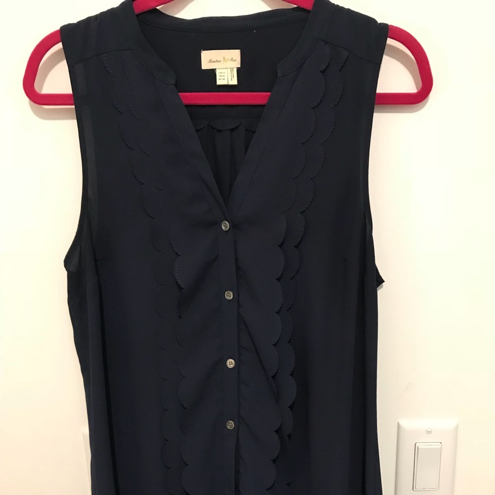 Anthropologie Meadow Rue Navy Sleeveless Blouse